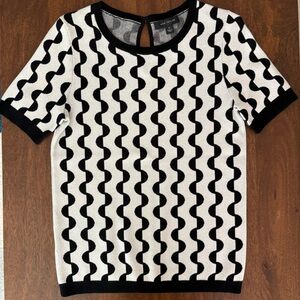 Ann Taylor Black White Short Sleeve Sweater Retro